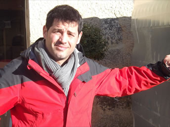 Johann Michel outside his winery